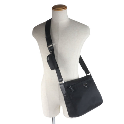 Prada 1Bc421 Saffiano Leather And Re-Nylon Nylon Shoulder Bag With Triangle Logo Plaque