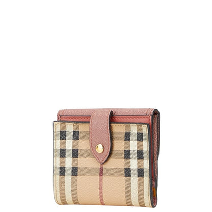 Burberry Nova Check Bifold Wallet In Beige And Pink Leather