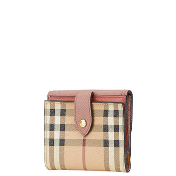 Burberry Nova Check Bifold Wallet In Beige And Pink Leather