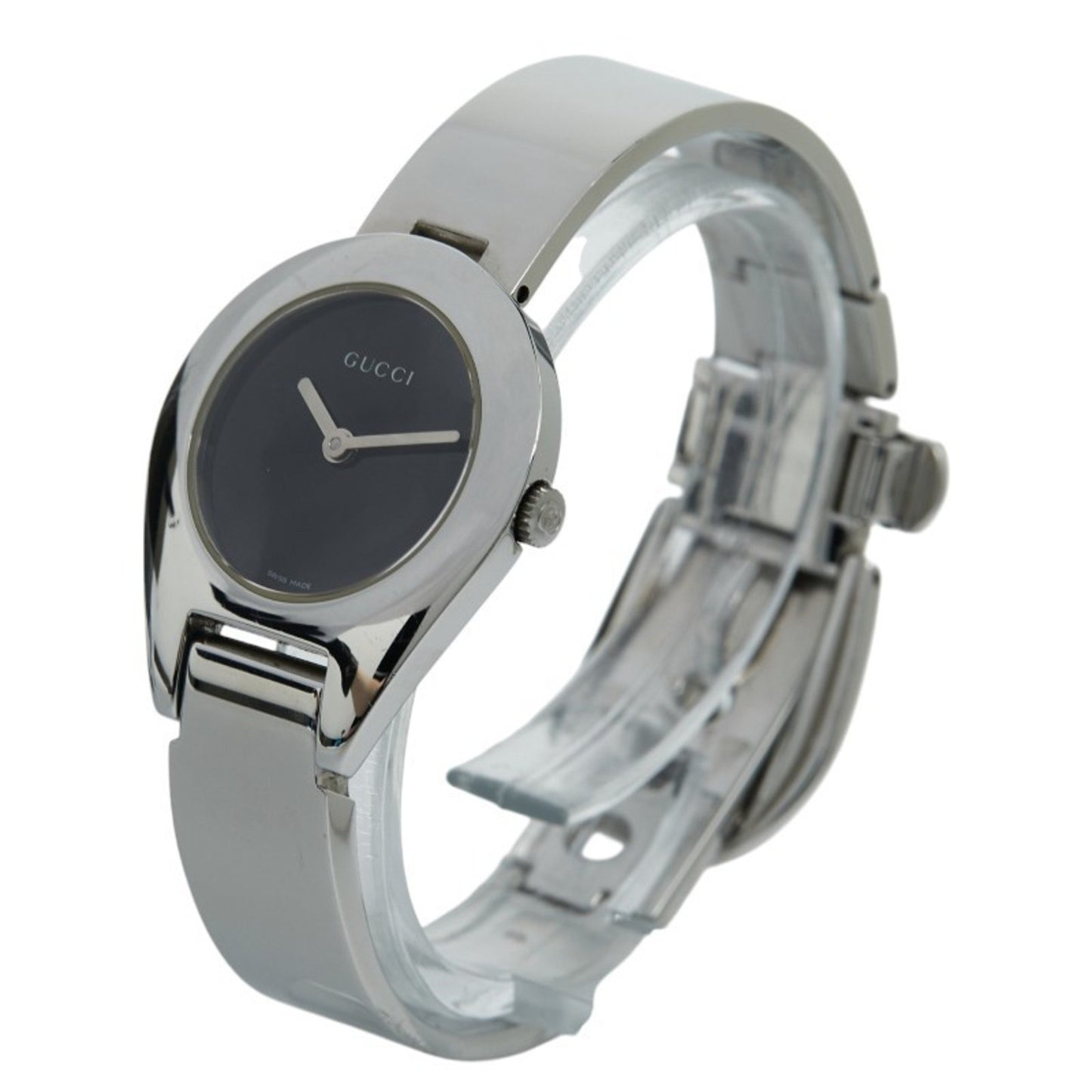 Gucci Bangle Watch 6700L Quartz Black Dial Stainless Steel