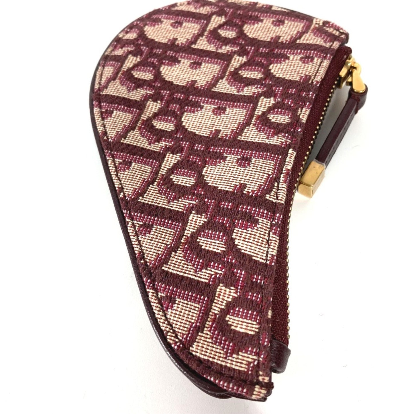 Christian Dior Oblique Wallet Coin Compartment Coin Purse Wine-Red
