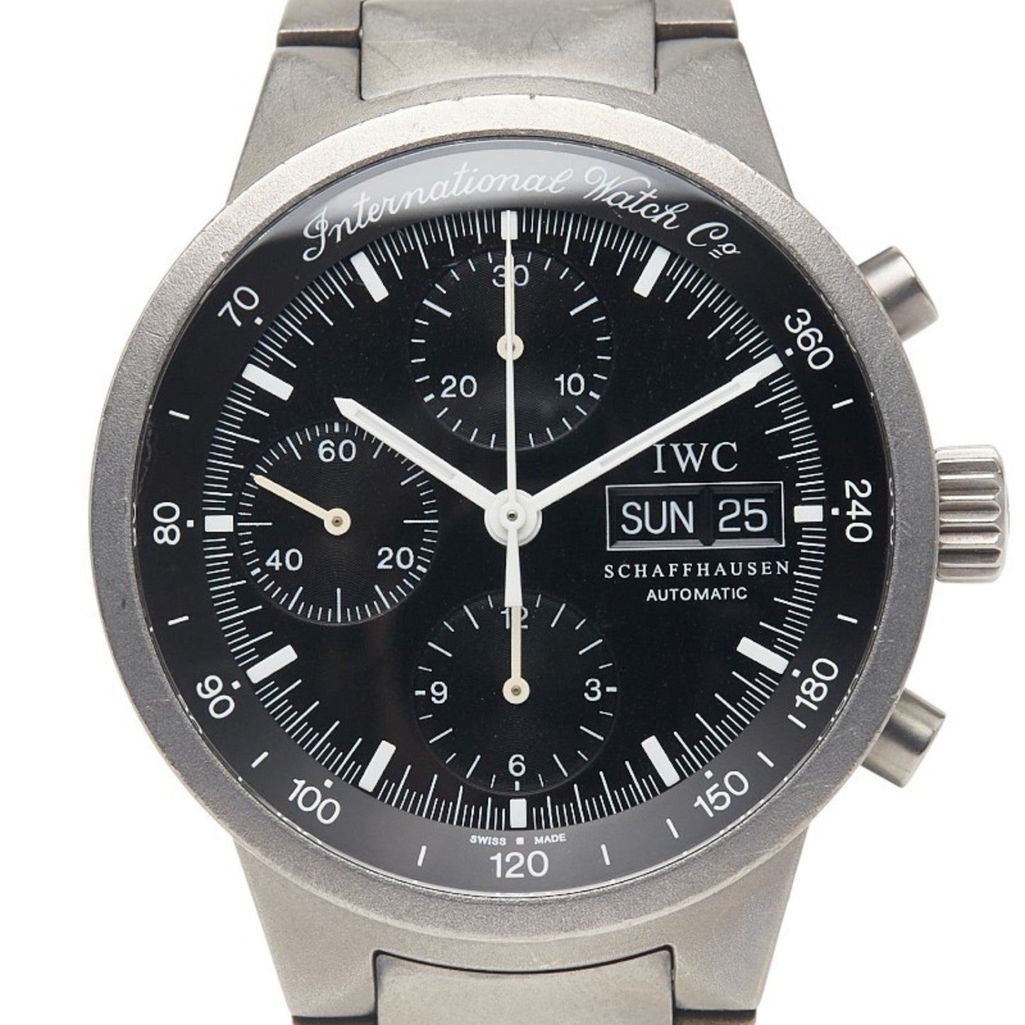 Iwc Schaffhausen Gst Chronograph Watch Iw370703 Automatic Black Dial Titanium