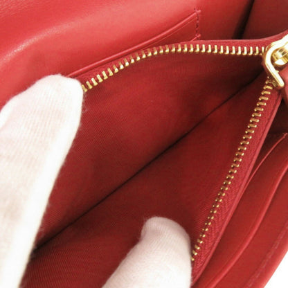 Like New Prada 1M1437 Nylon And Leather Red Shoulder Wallet