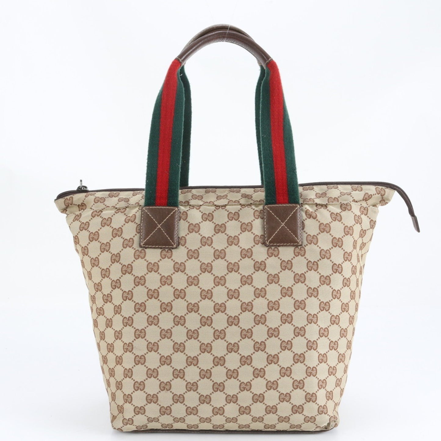 Gucci Gg Canvas Sherry Line Leather Tote Bag