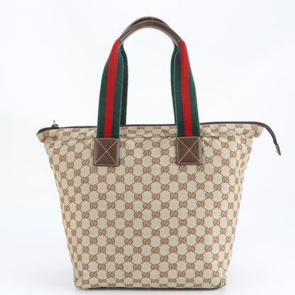 Gucci Gg Canvas Sherry Line Leather Tote Bag