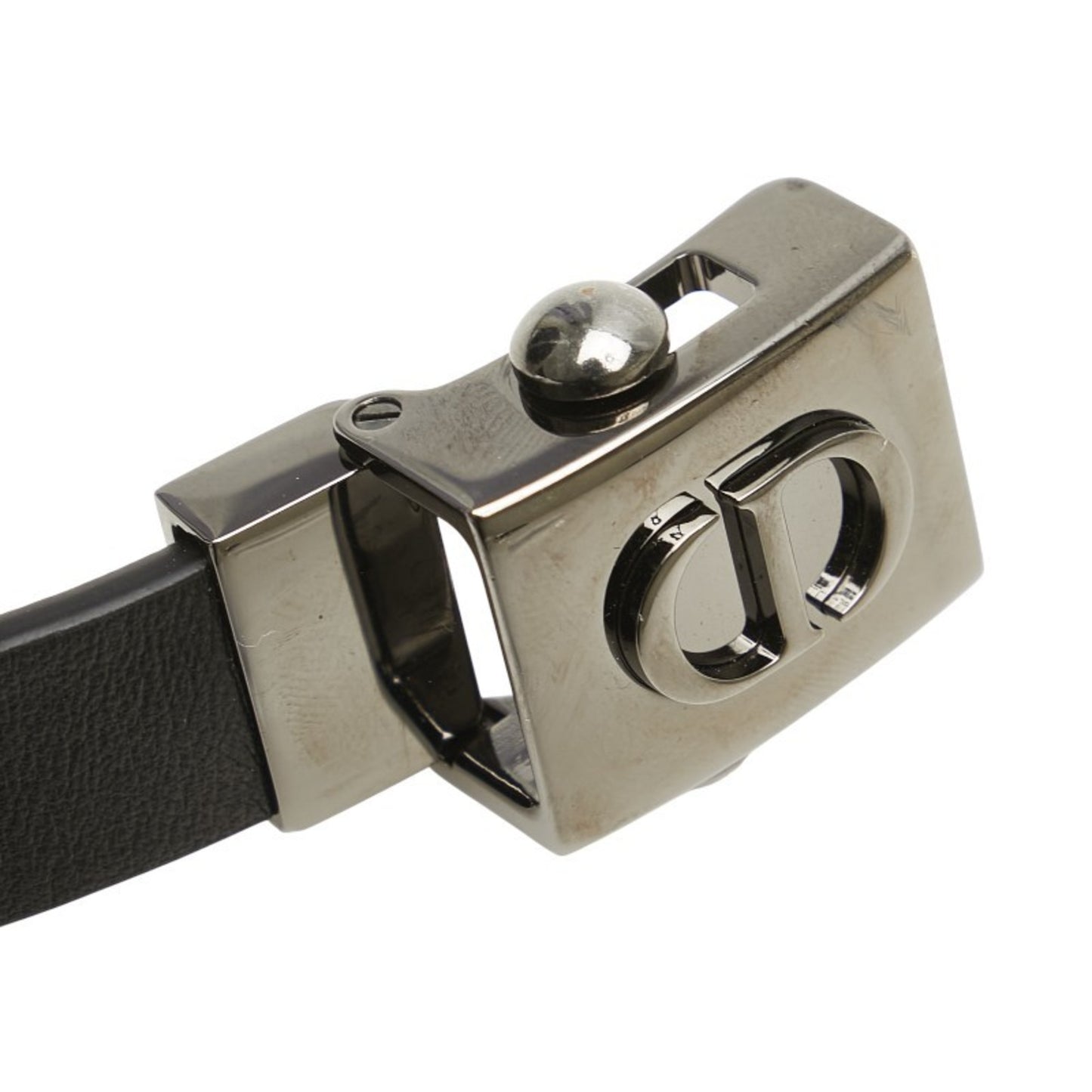 Christian Dior Dior Cd Logo Studded Belt In Black Leather