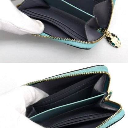 Bvlgari Bulgari Serpenti Forever Round Zip Coin Purse Light Blue