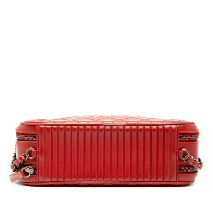 Chanel Matelasse Coco Boy Chain Shoulder Bag Camera Red Lambskin