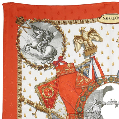 Hermes Carree90 Scarf Muffler Napoleon Silk White/Orange