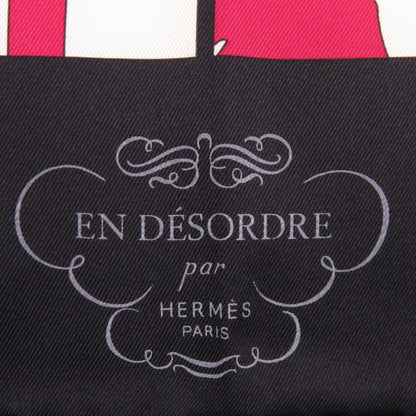 Hermes Herms Carr 65 "En Desordre" (Disorderly) Brides De Gala Silk Scarf/Muffler In Black