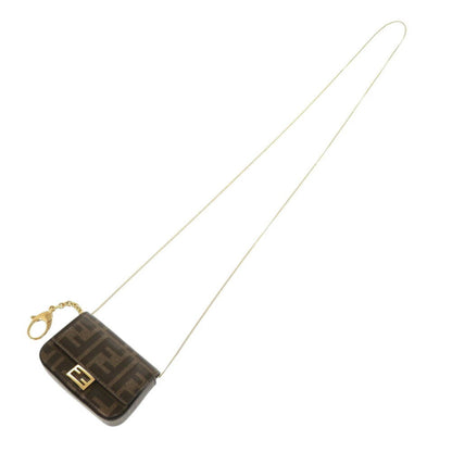 Like New Fendi Nano Baguette Charm 7Ar798 Pvc Brown Chain Shoulder Bag Pouch 0069Fendi
