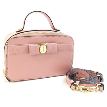Salvatore Ferragamo Vara Bow Handbag 22E004 Pink Leather Shoulder Bag Pochette