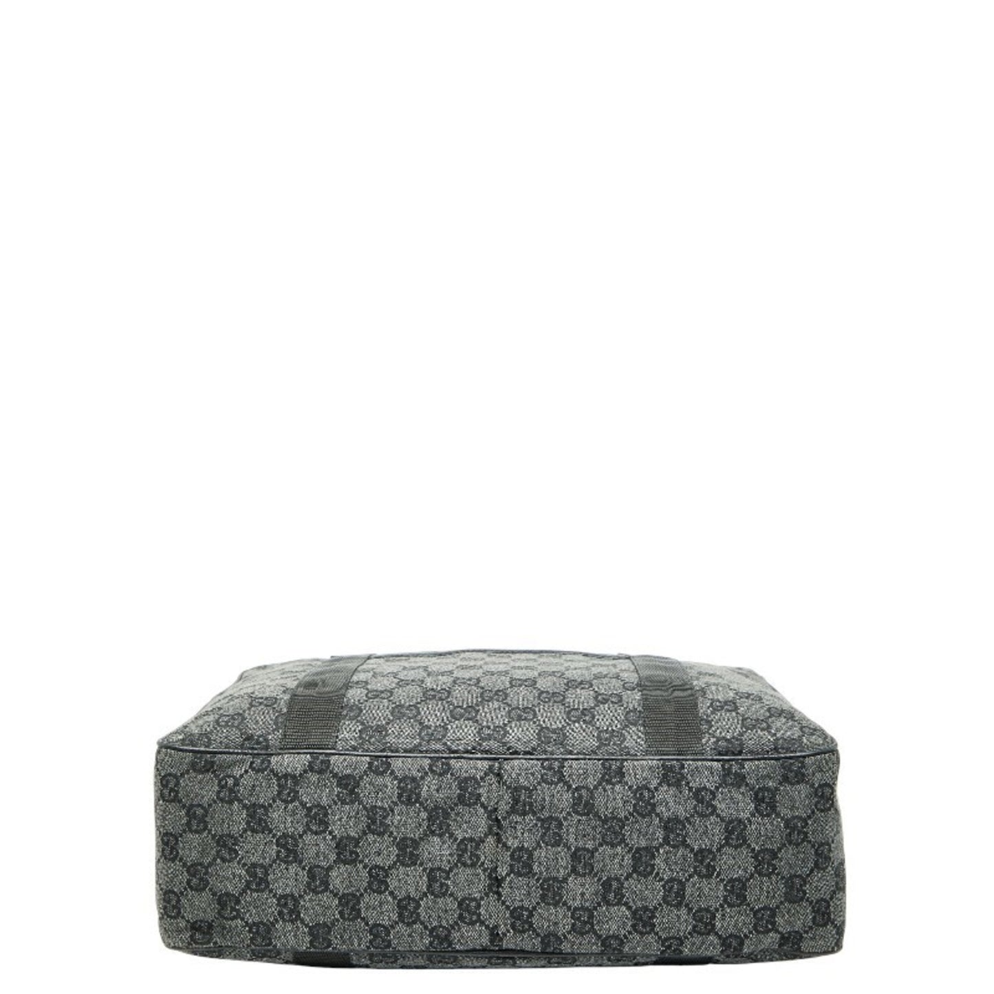 Gucci Gg Canvas Business Bag Handbag 282529 Gray Black Leather