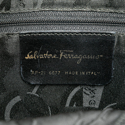 Salvatore Ferragamo Vara Crocodile Embossed Crossbody Shoulder Bag Af-21 6677 Black Leather