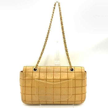 Chanel Wild Stitch Chocolate Bar Chain Shoulder Lambskin Bag Beige