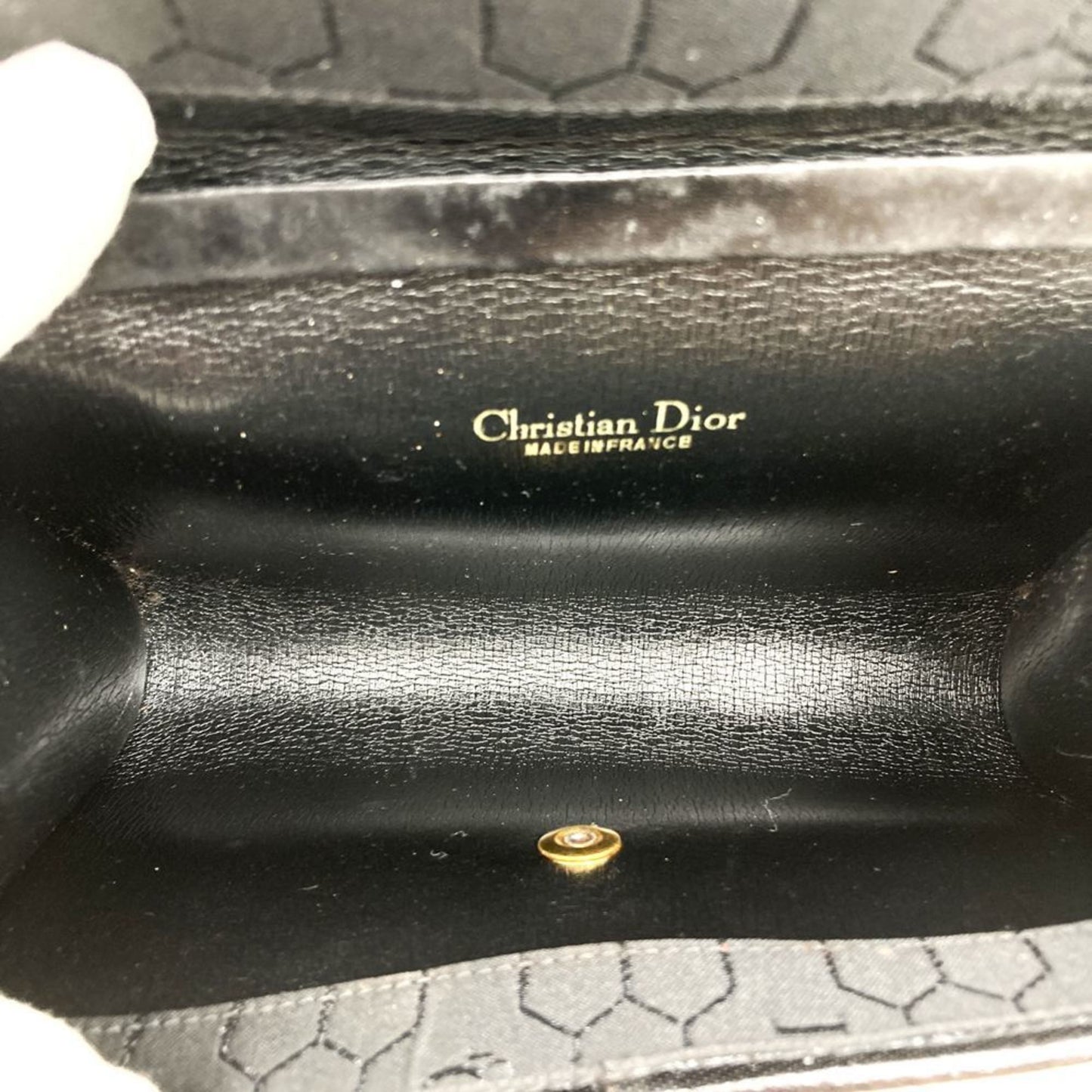 Christian Dior Dior Shoulder Bag Chain Black Gold Canvas