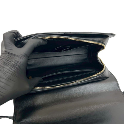 Chanel V-Stitched Coco Mark Logo Hardware Leather Shoulder Bag In Black