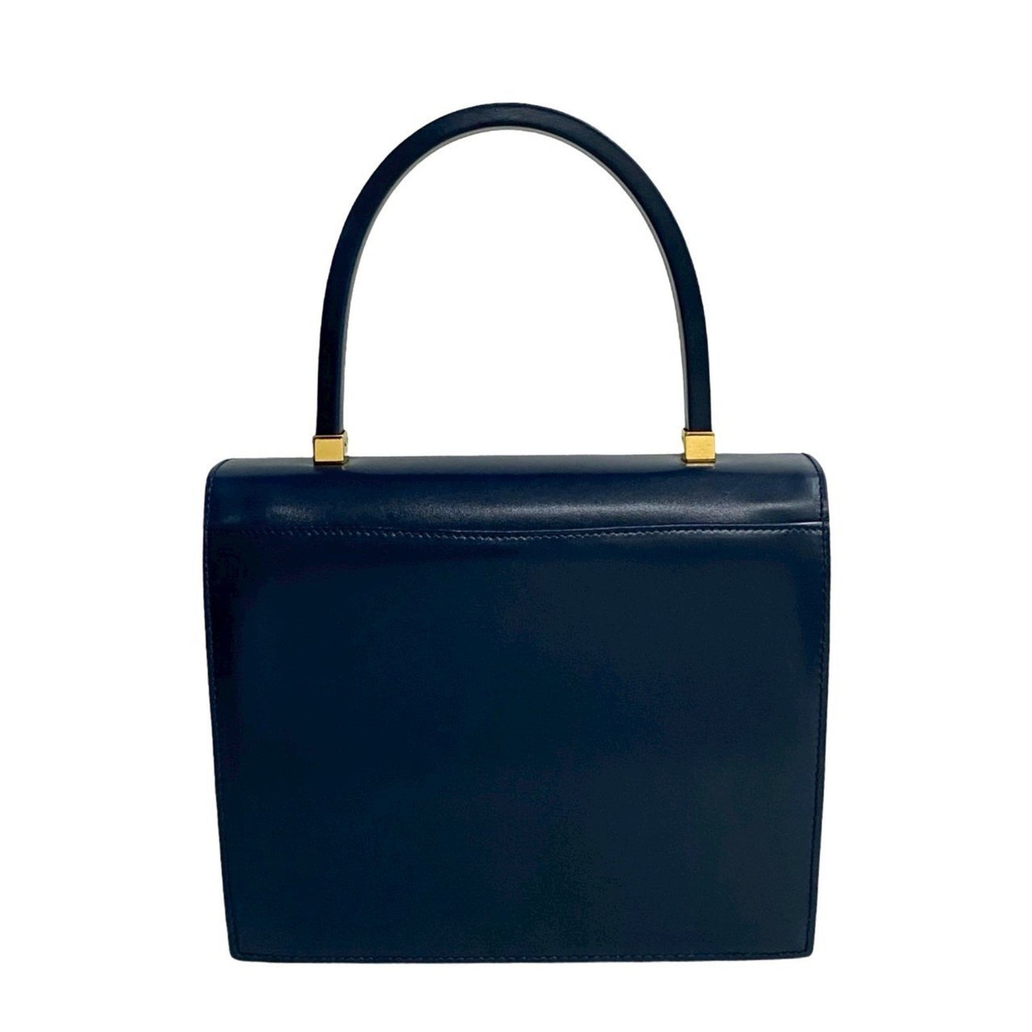 Gucci Old Gucci Gg Logo Hardware Leather Genuine Handbag Navy 86472