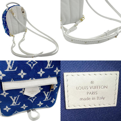Louis Vuitton Louis Vuitton Backpack Monogram Jacquard Velvet Palm Springs Mini Leather Blue White