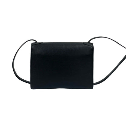Christian Dior Vintage Logo Hardware Leather Shoulder Bag Pochette Black 26147