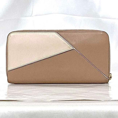 Loewe Round Long Wallet Ec-22656 Pink Beige White Puzzle 122N30Df13 Leather 261709