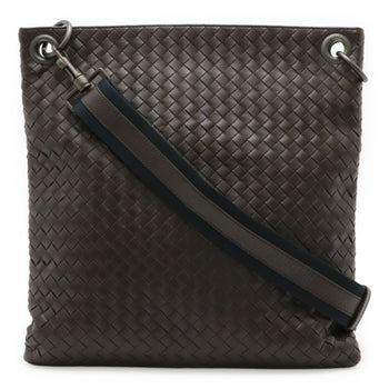 Bottega Veneta Intrecciato Shoulder Bag In Dark Brown