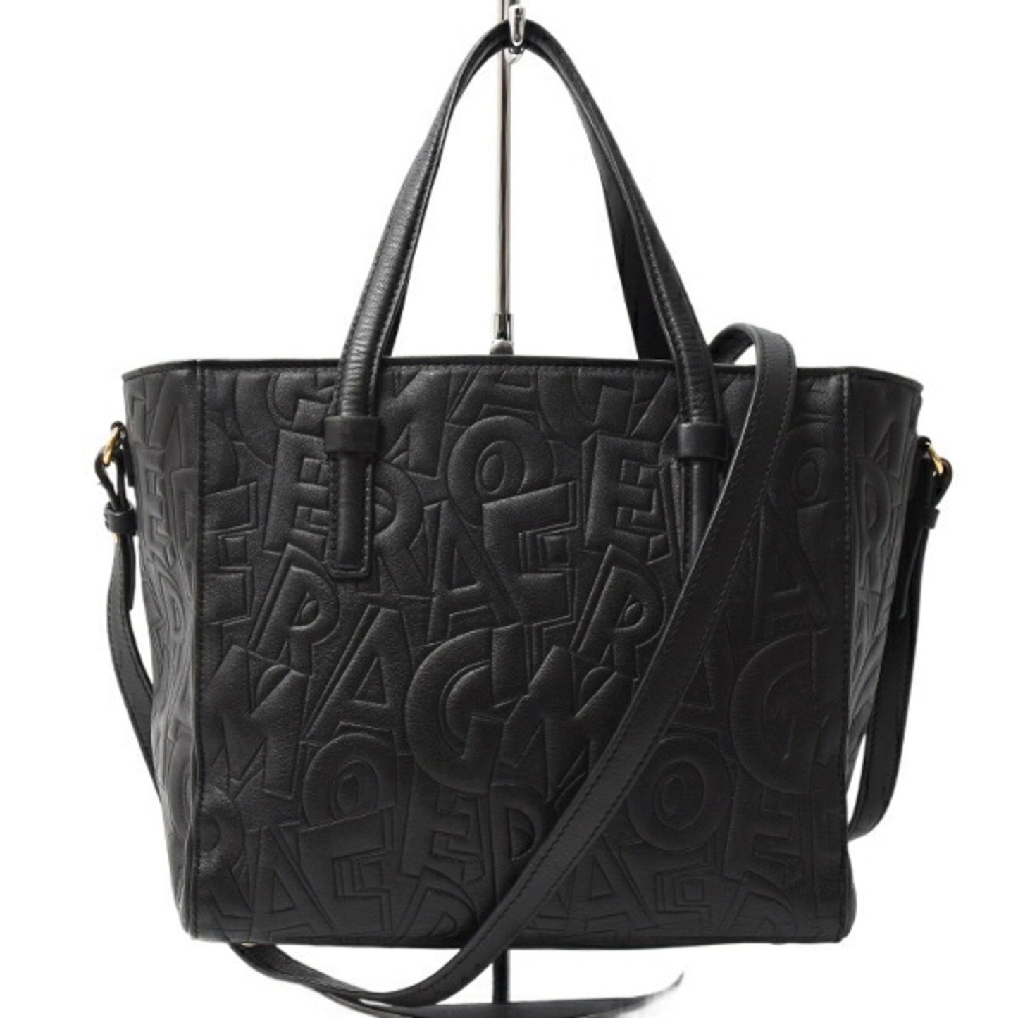 Salvatore Ferragamo Bonnie Shoulder Bag In Black Embossed Calfskin Leather (Re-21F963)