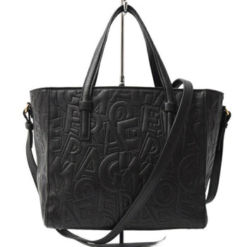 Salvatore Ferragamo Bonnie Shoulder Bag In Black Embossed Calfskin Leather (Re-21F963)