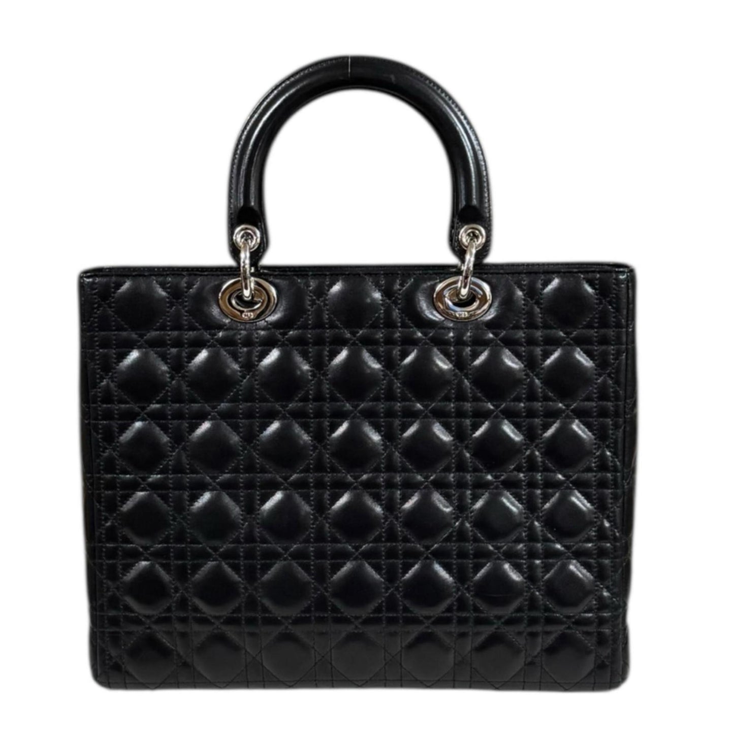 Christian Dior Lady Large Cannage Shoulder Bag In Black Leather