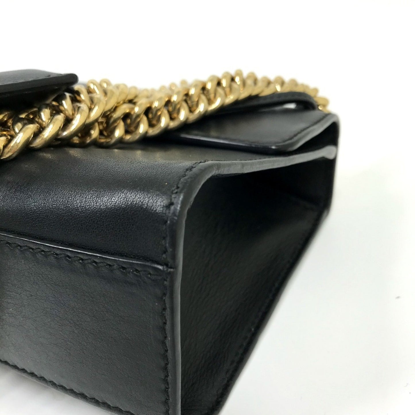Gucci 409487 Small Padlock Chain Shoulder Bag Leather
