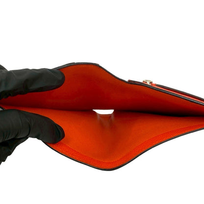 Hermes Bearn Compact Two-Tone Epsom Leather Bifold Wallet Navy