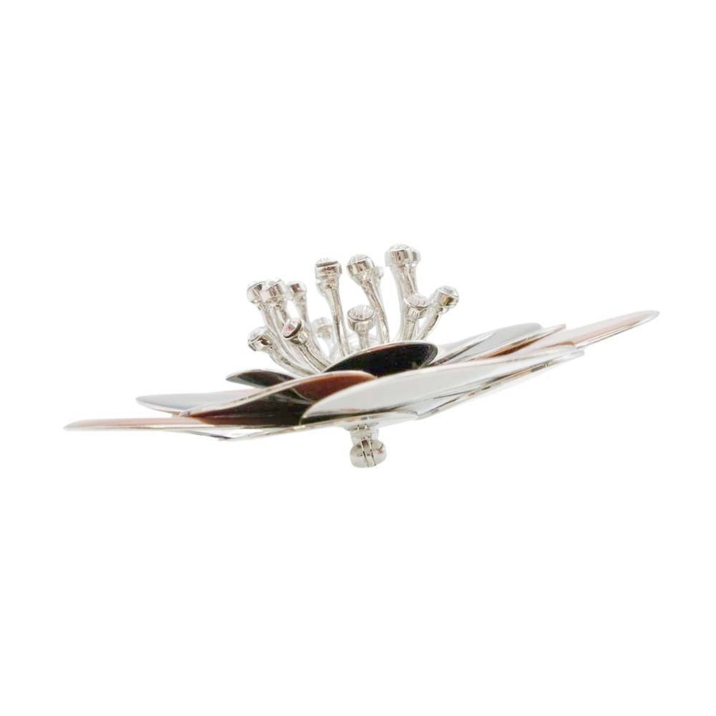Miu Miu Miumiu 2Aff Cristal Flower Crystal Flower Brooch Corsage Accessory Brass Coral Silver