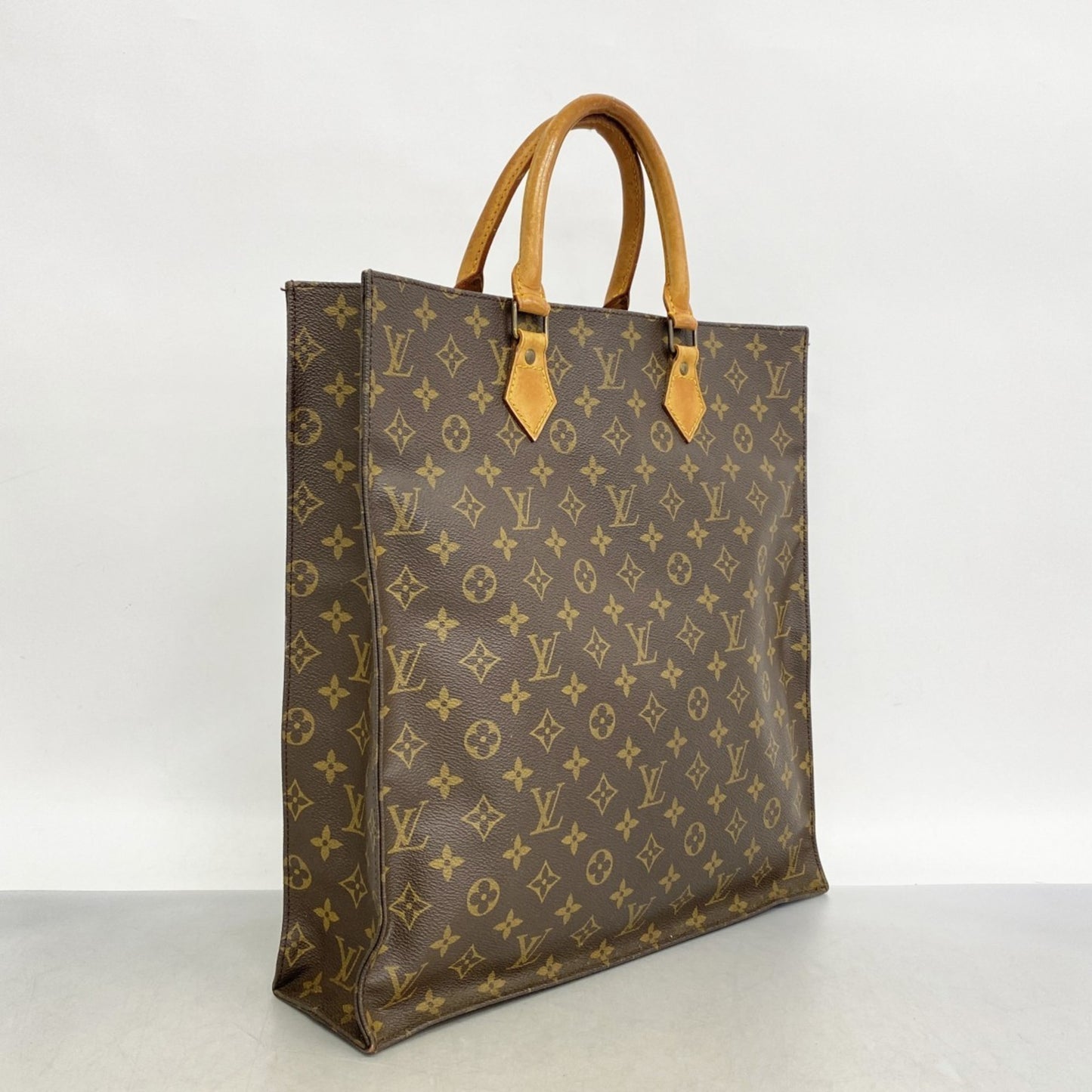 Louis Vuitton Monogram Sac Plat Tote Bag M51140 Brown