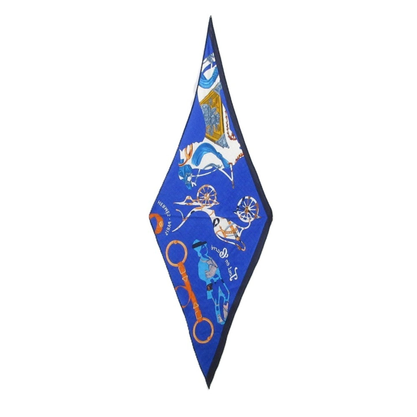 Hermes Tout En Carre "It'S All In The Carr" Lozenge Deformed Diamond Scarf/Muffler Blue