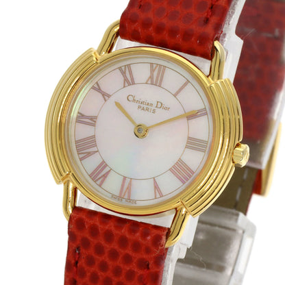 Christian Dior D58-121-2 Round Face Stainless Steel Leather Watch