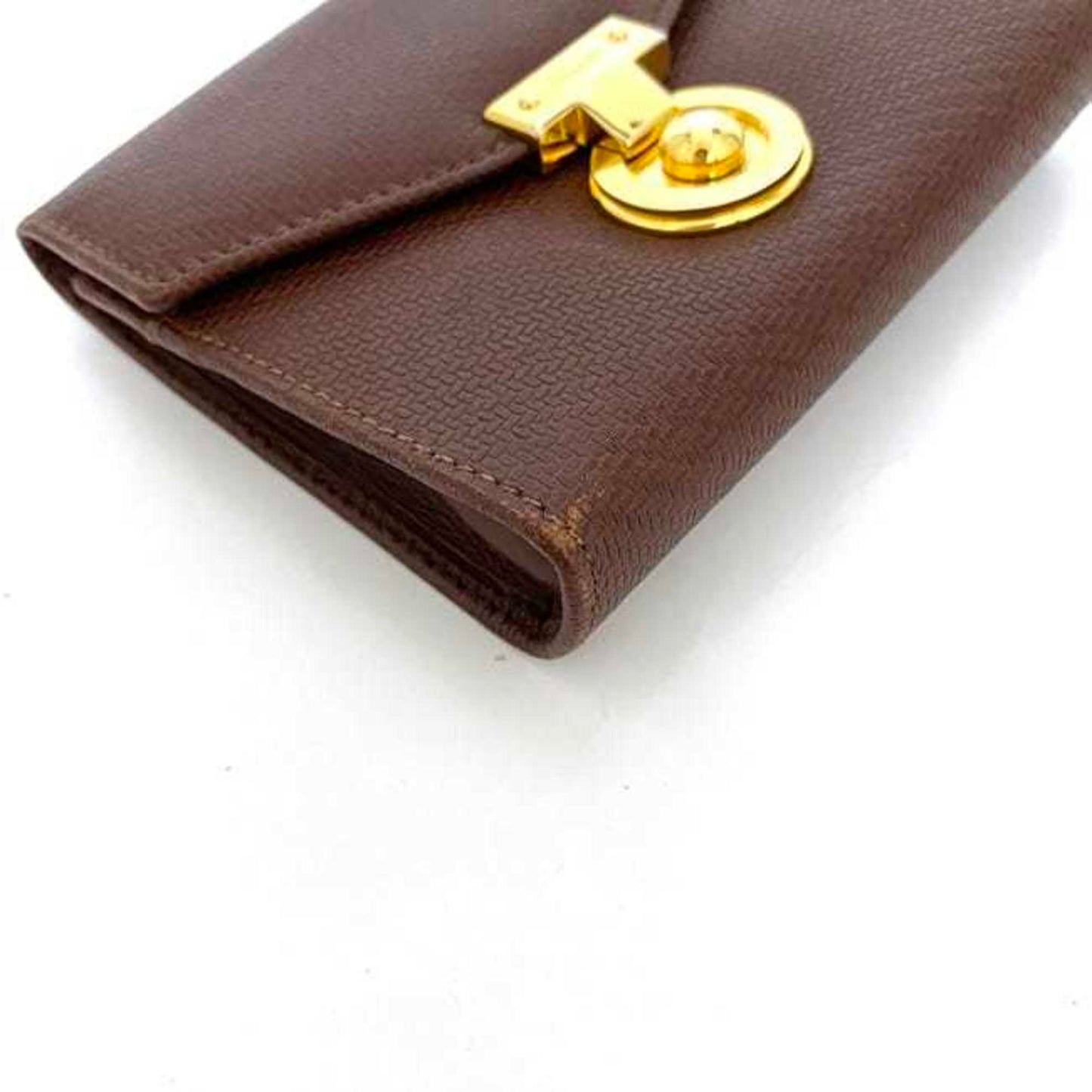 Salvatore Ferragamo Pouch Ec-22167 Brown Coin Case Leather 225028 Purse