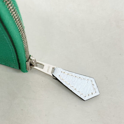 Hermes Herms Paddock Chevre Mysore Mint Blue Plume Wallet/Coin Case