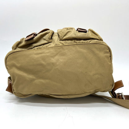 Prada Prada Logo Plate Double Pocket Backpack Nylon
