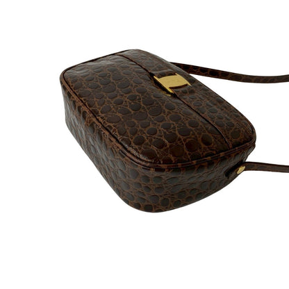 Salvatore Ferragamo Vara Shoulder Bag/Pouch With Crocodile-Embossed Leather Hardware