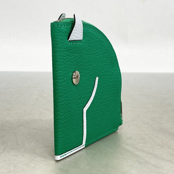 Hermes Herms Paddock Chevre Mysore Mint Blue Plume Wallet/Coin Case