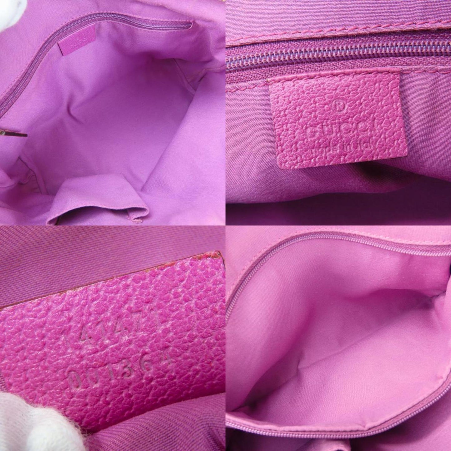 Gucci Handbag 141471 Gg Canvas Leather Purple Beige Mini