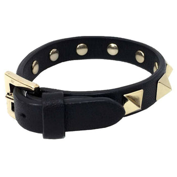 Valentino Garavani Rockstud Bracelet Zw2J0255Vit Leather Black X Champagne Gold 10013623