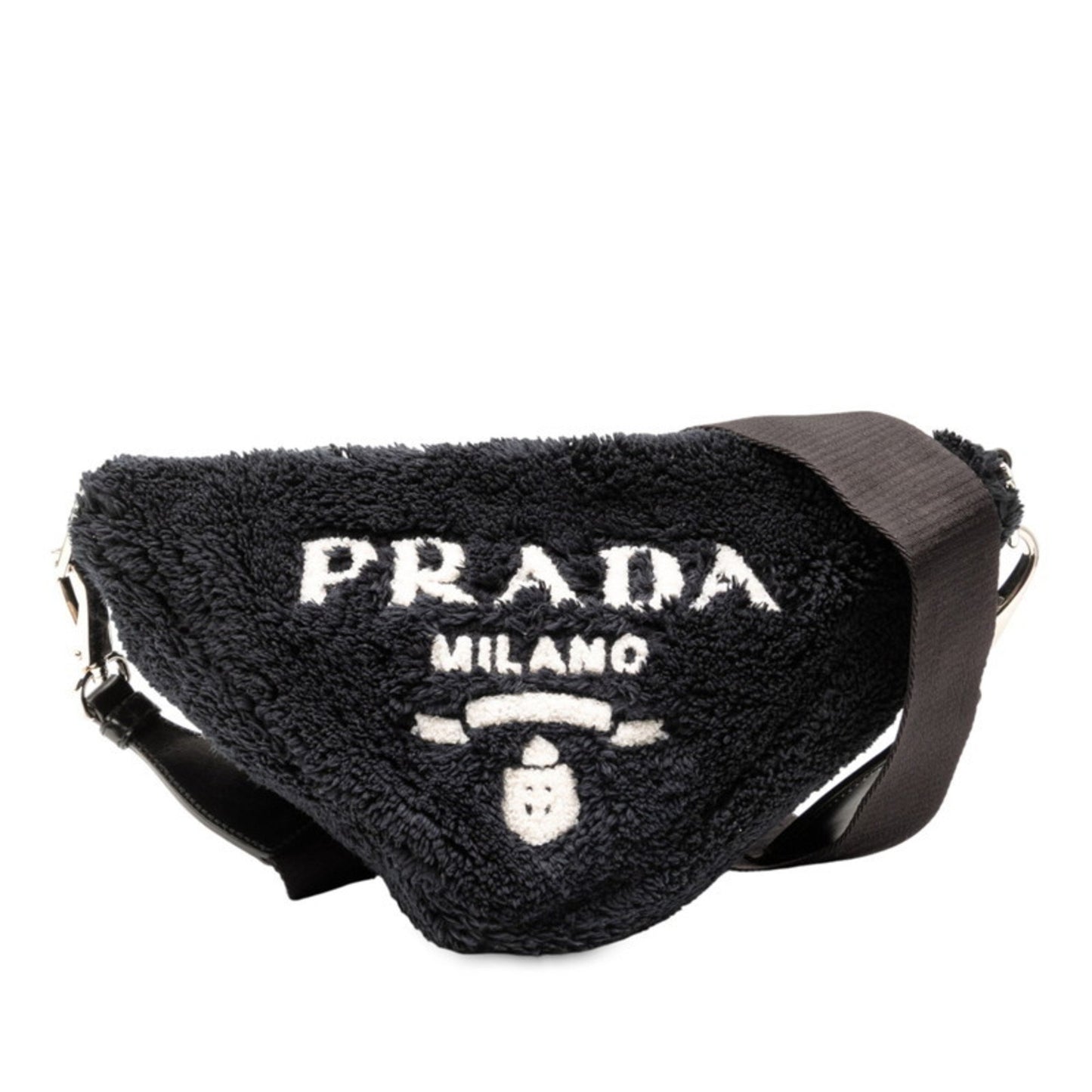 Prada Terry Triangle Shoulder Bag 1Bh190 Black Fabric