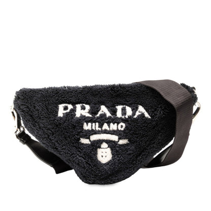Prada Terry Triangle Shoulder Bag 1Bh190 Black Fabric