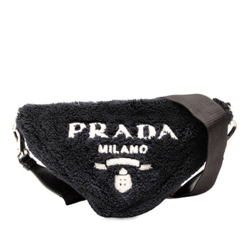 Prada Terry Triangle Shoulder Bag 1Bh190 Black Fabric