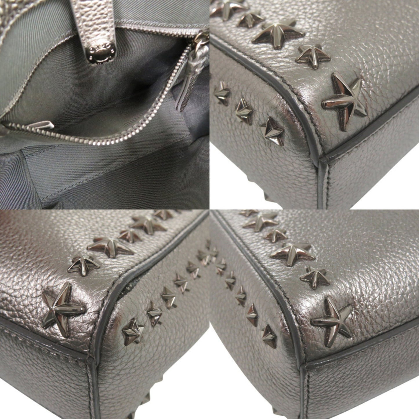 Jimmy Choo 2-Way Mini Pegasi Star Stud Handbag In Silver Leather