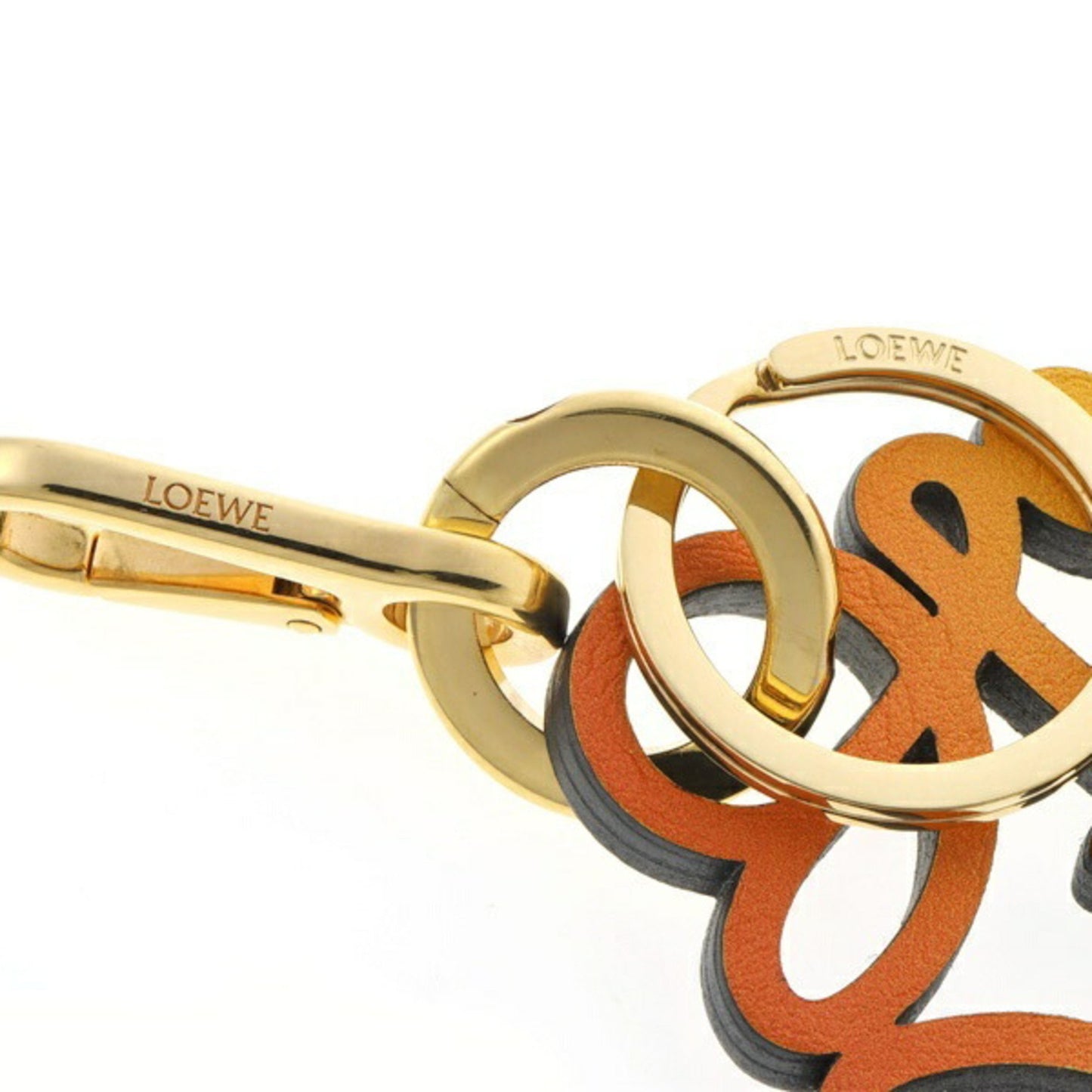 Loewe Anagram Charm Key Ring Calf Leather Orange Yellow Gradient S-158905
