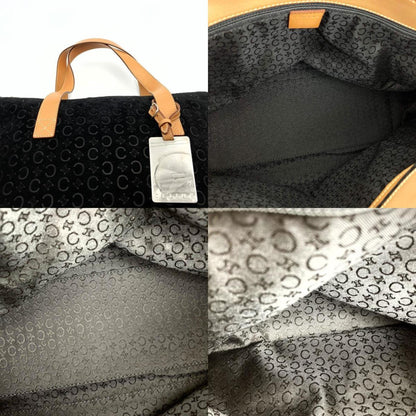 Celine C Macadam Tote Bag Handbag Black Suede Leather