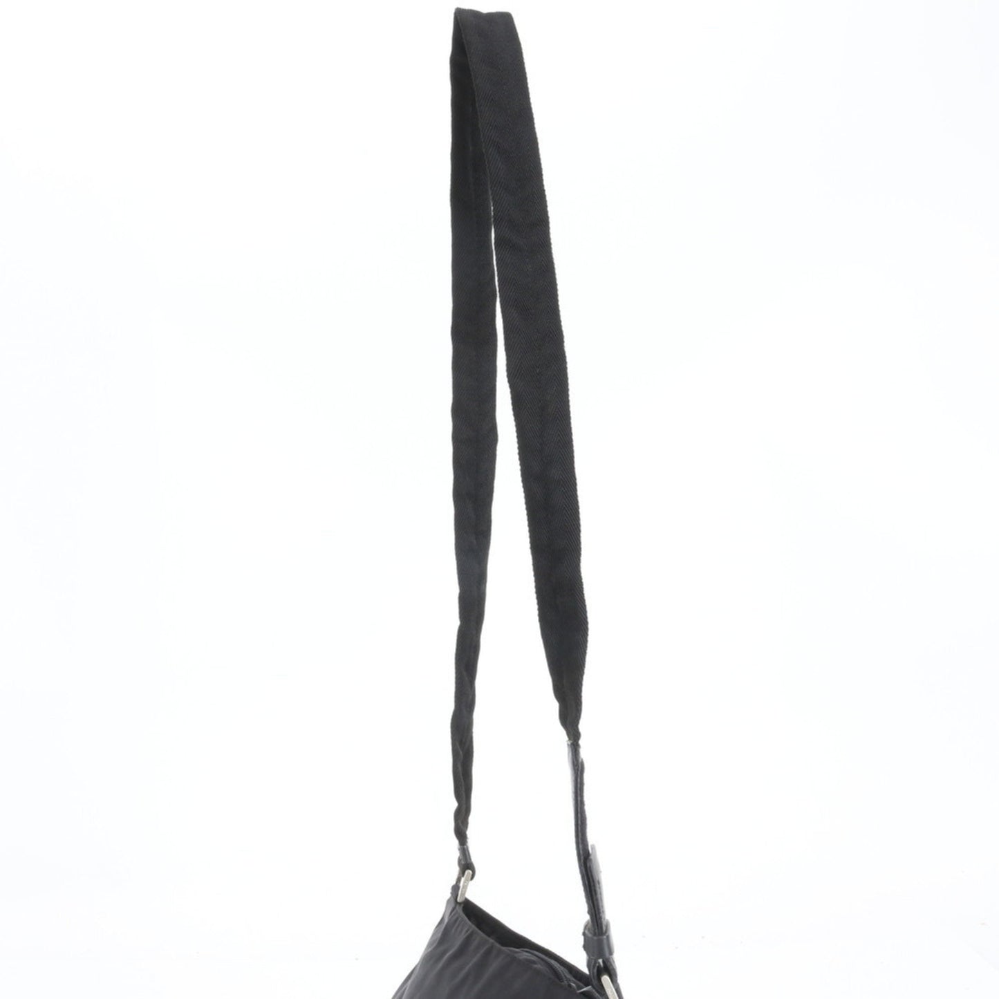 Prada Tessuto Nylon Triangle Logo Leather Shoulder Bag Messenger Black