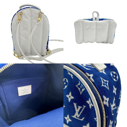 Louis Vuitton Louis Vuitton Backpack Monogram Jacquard Velvet Palm Springs Mini Leather Blue White